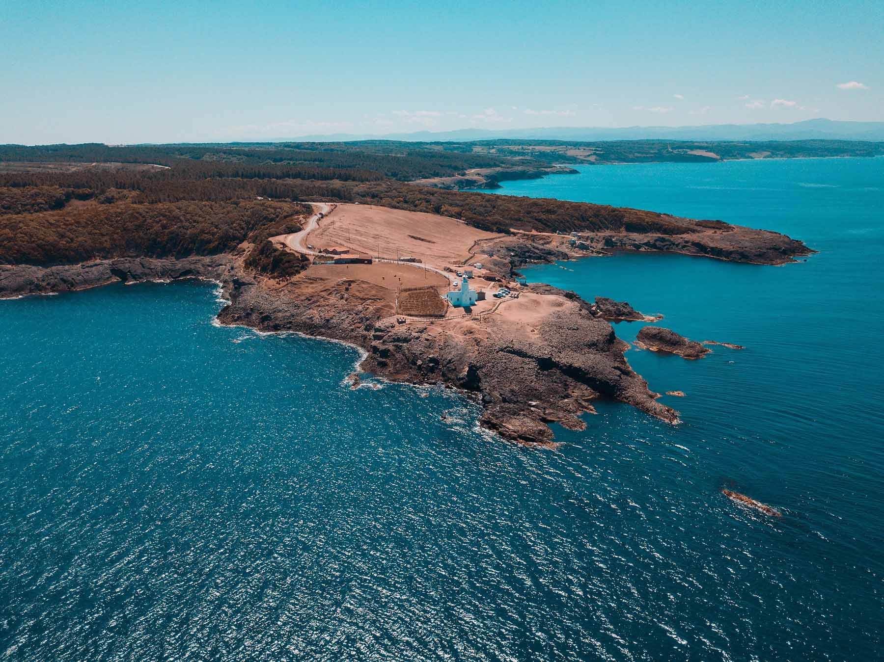 Aerial,Lighthouse,At,Inceburun.,Sinop,,Turkey.,Inceburun,Is,The,Northernmost